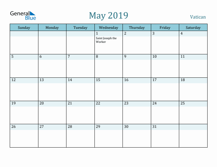 May 2019 Calendar with Holidays