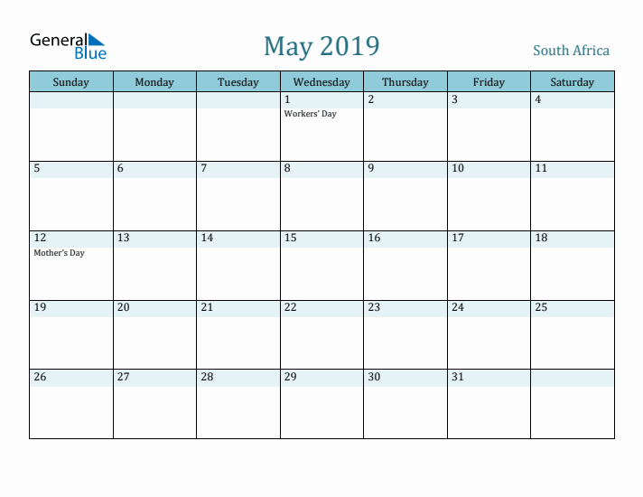 May 2019 Calendar with Holidays