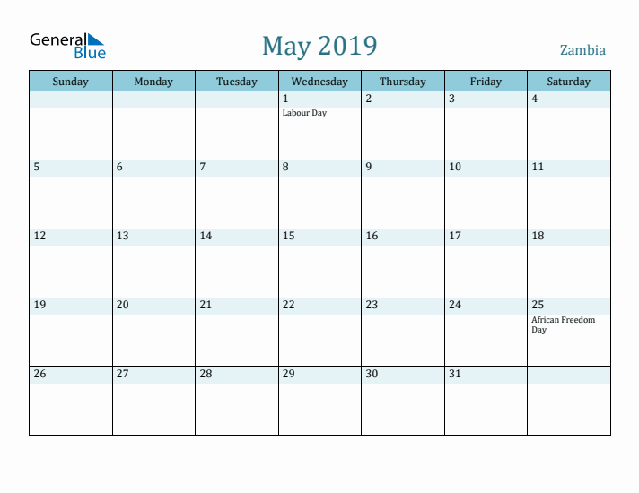 May 2019 Calendar with Holidays