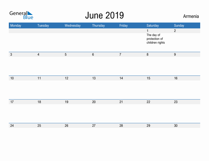 Fillable June 2019 Calendar