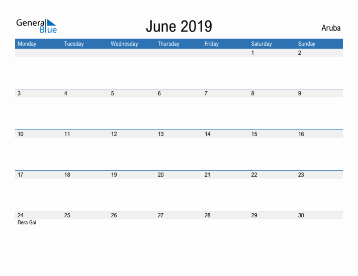 Fillable June 2019 Calendar