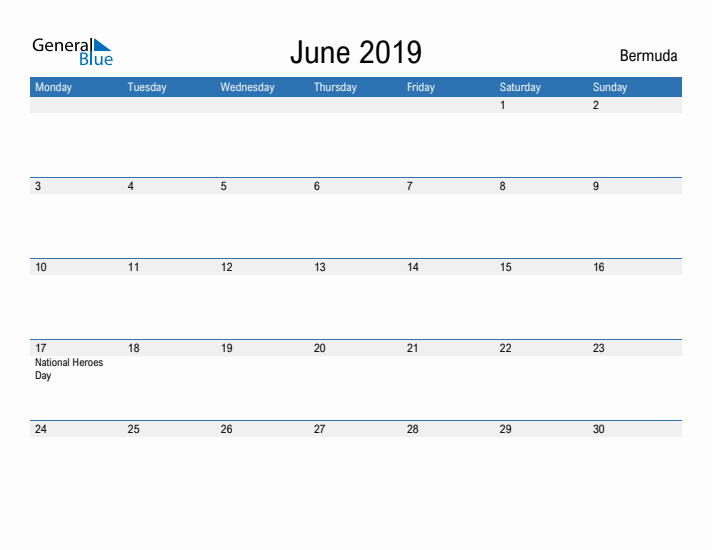 Fillable June 2019 Calendar