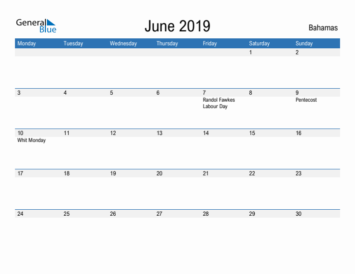 Fillable June 2019 Calendar