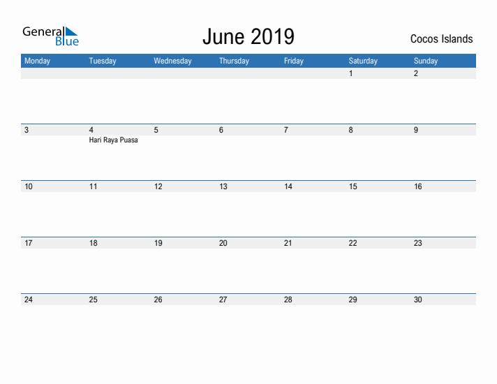 Fillable June 2019 Calendar