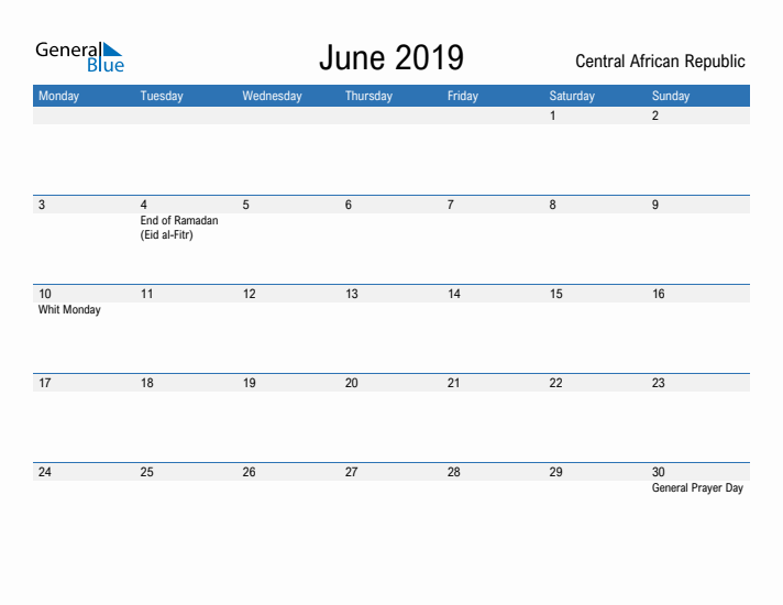 Fillable June 2019 Calendar