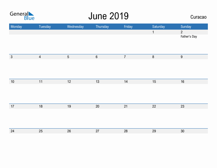 Fillable June 2019 Calendar