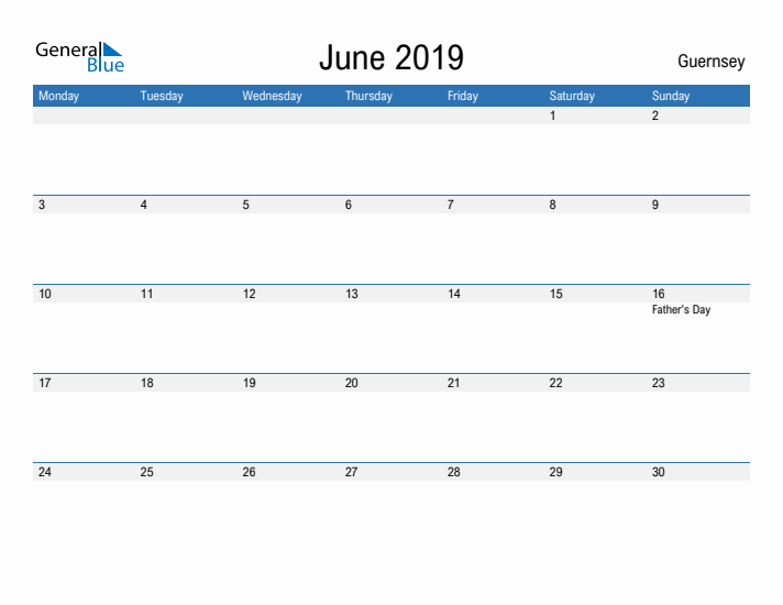 Fillable June 2019 Calendar