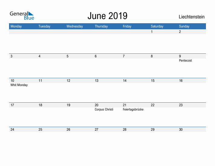 Fillable June 2019 Calendar