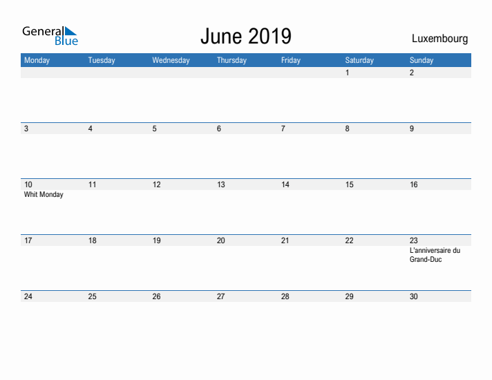 Fillable June 2019 Calendar