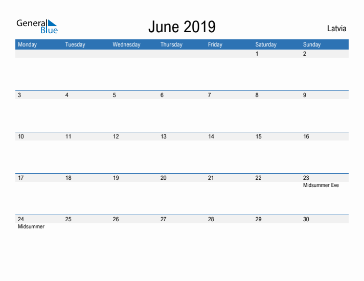 Fillable June 2019 Calendar