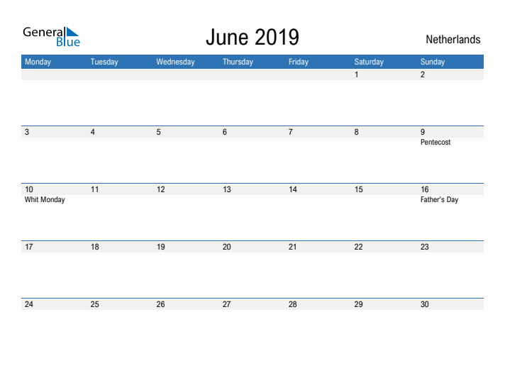 Fillable June 2019 Calendar