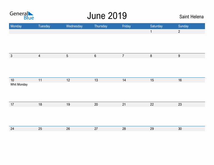 Fillable June 2019 Calendar