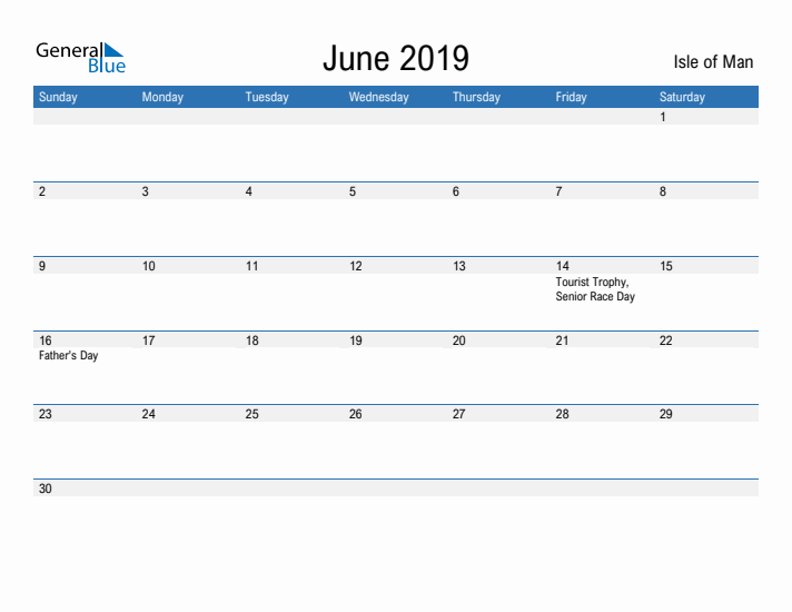 Fillable June 2019 Calendar