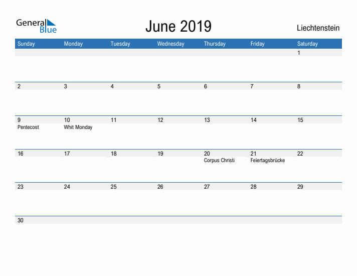 Fillable June 2019 Calendar