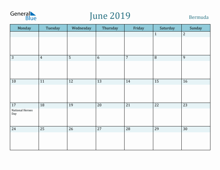 June 2019 Calendar with Holidays