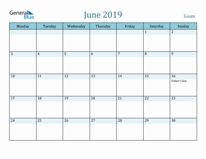 June 2019 Calendar with Holidays