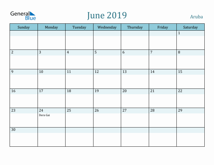 June 2019 Calendar with Holidays