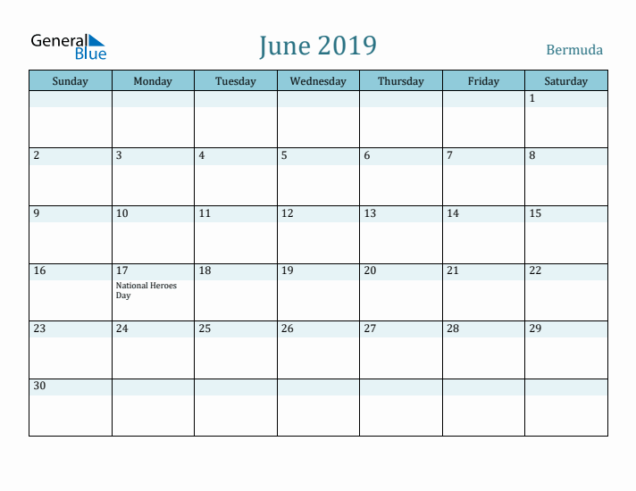 June 2019 Calendar with Holidays