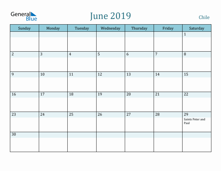 June 2019 Calendar with Holidays