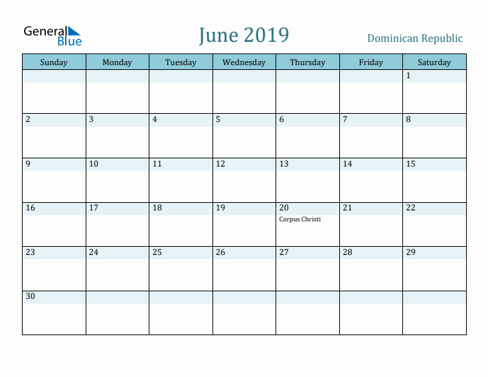 June 2019 Calendar with Holidays