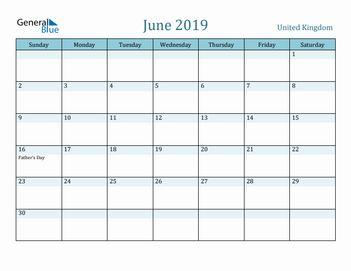 June 2019 Calendar with Holidays