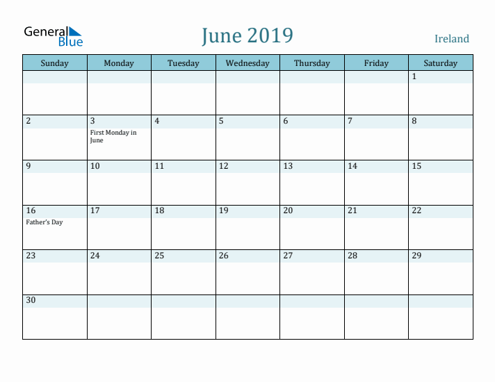 June 2019 Calendar with Holidays