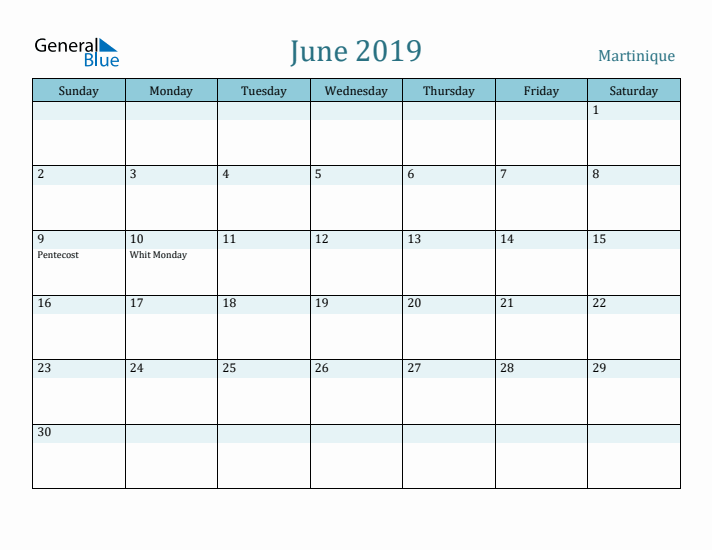 June 2019 Calendar with Holidays