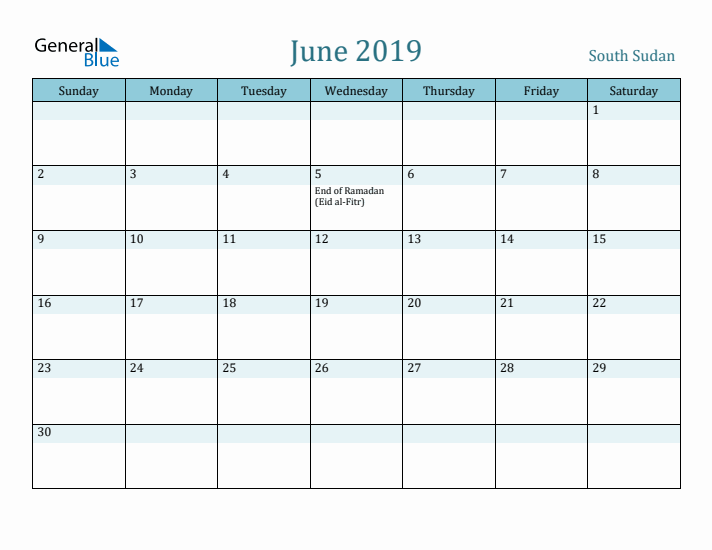 June 2019 Calendar with Holidays