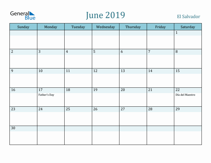 June 2019 Calendar with Holidays