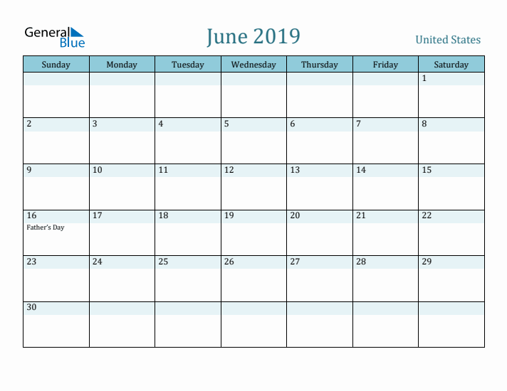 June 2019 Calendar with Holidays