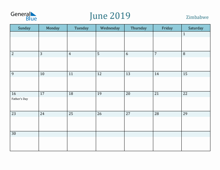 June 2019 Calendar with Holidays