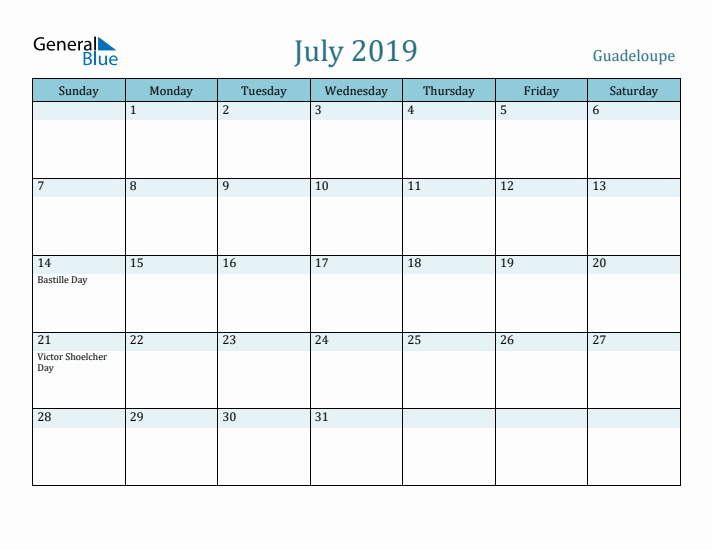 July 2019 Calendar with Holidays