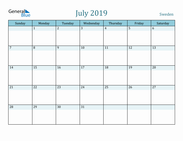 July 2019 Calendar with Holidays