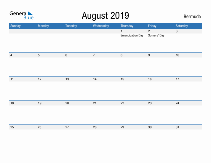 Fillable August 2019 Calendar