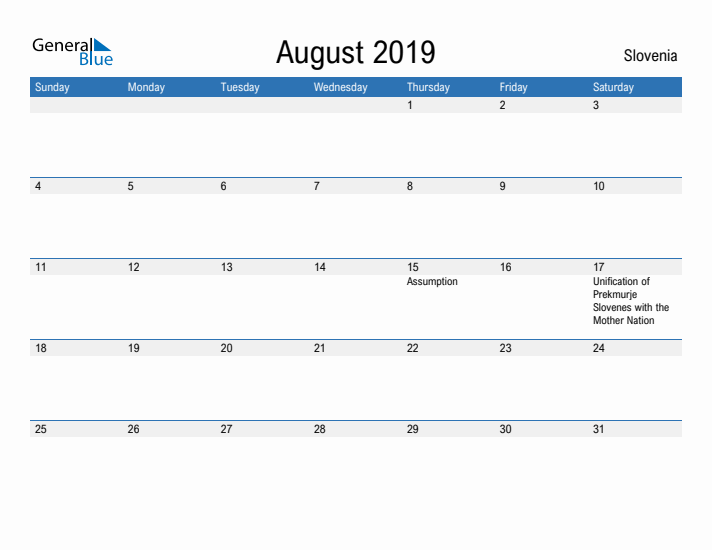 Fillable August 2019 Calendar