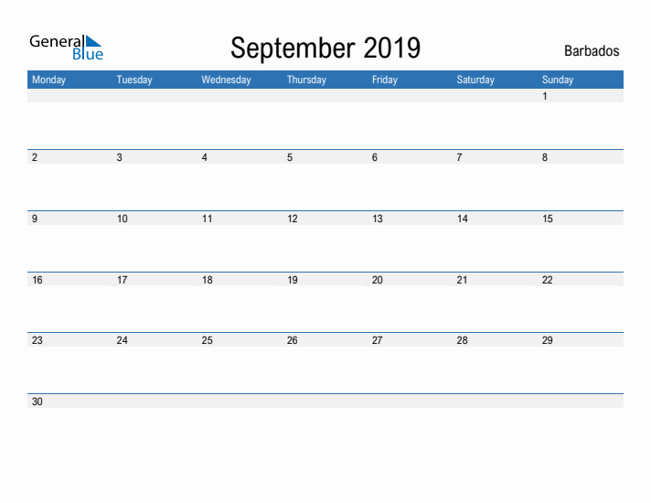 Fillable September 2019 Calendar