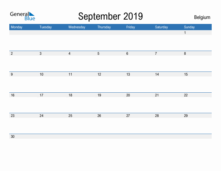 Fillable September 2019 Calendar