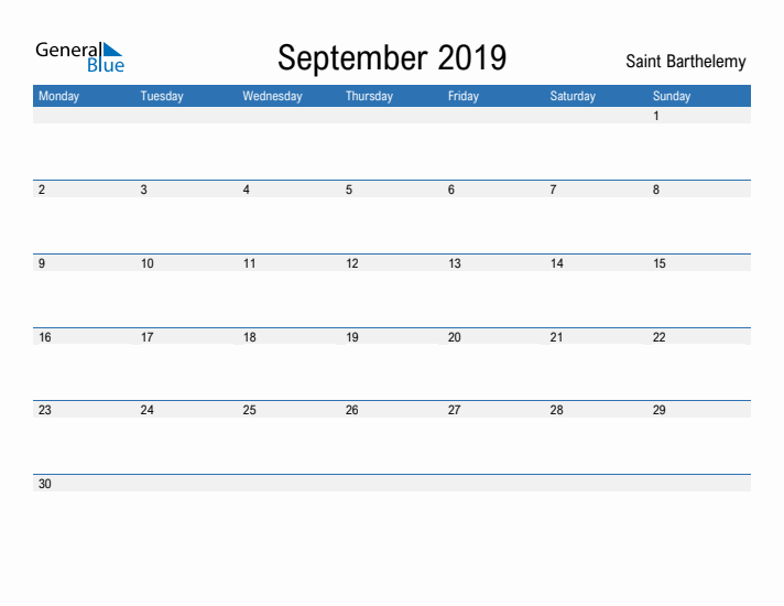 Fillable September 2019 Calendar