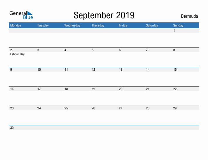 Fillable September 2019 Calendar