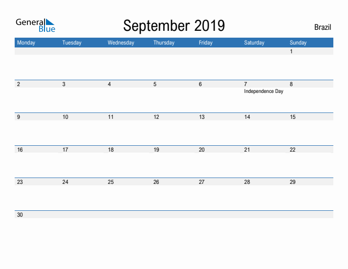 Fillable September 2019 Calendar