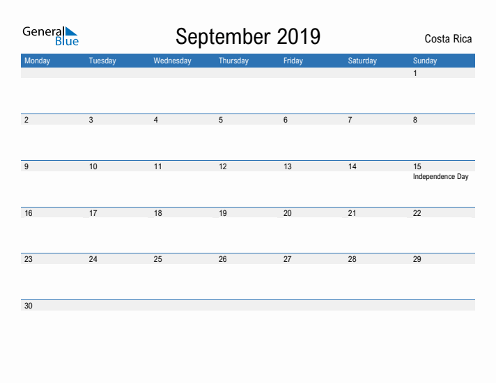 Fillable September 2019 Calendar