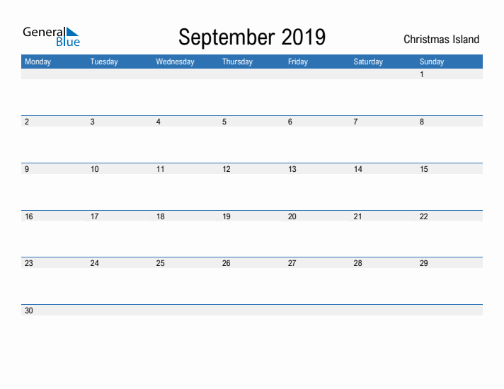 Fillable September 2019 Calendar