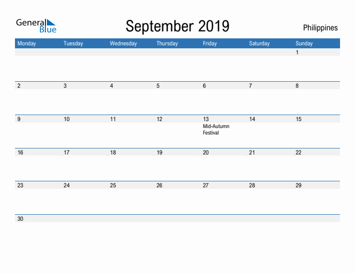 Fillable September 2019 Calendar