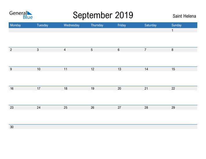 Fillable September 2019 Calendar