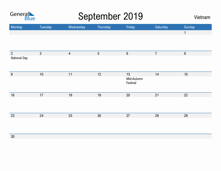 Fillable September 2019 Calendar