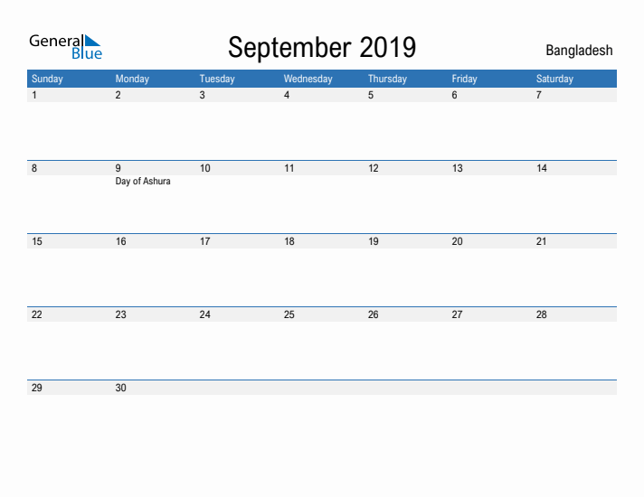 Fillable September 2019 Calendar