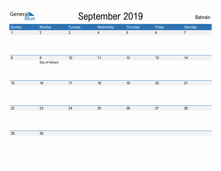 Fillable September 2019 Calendar