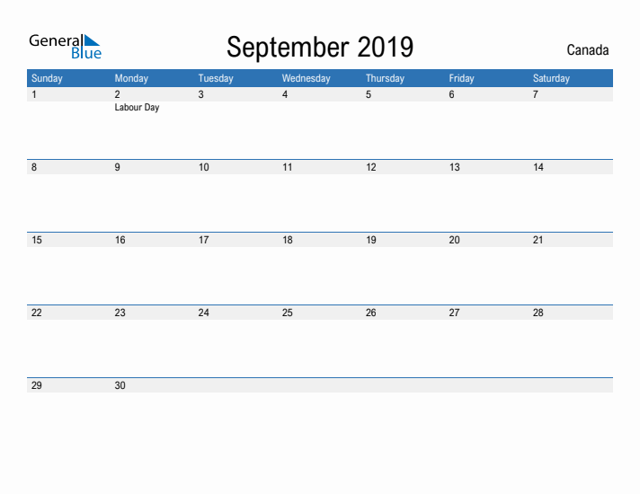 Fillable September 2019 Calendar