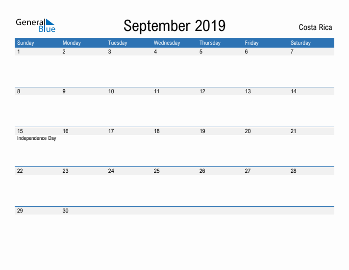 Fillable September 2019 Calendar