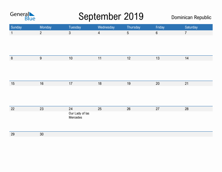 Fillable September 2019 Calendar